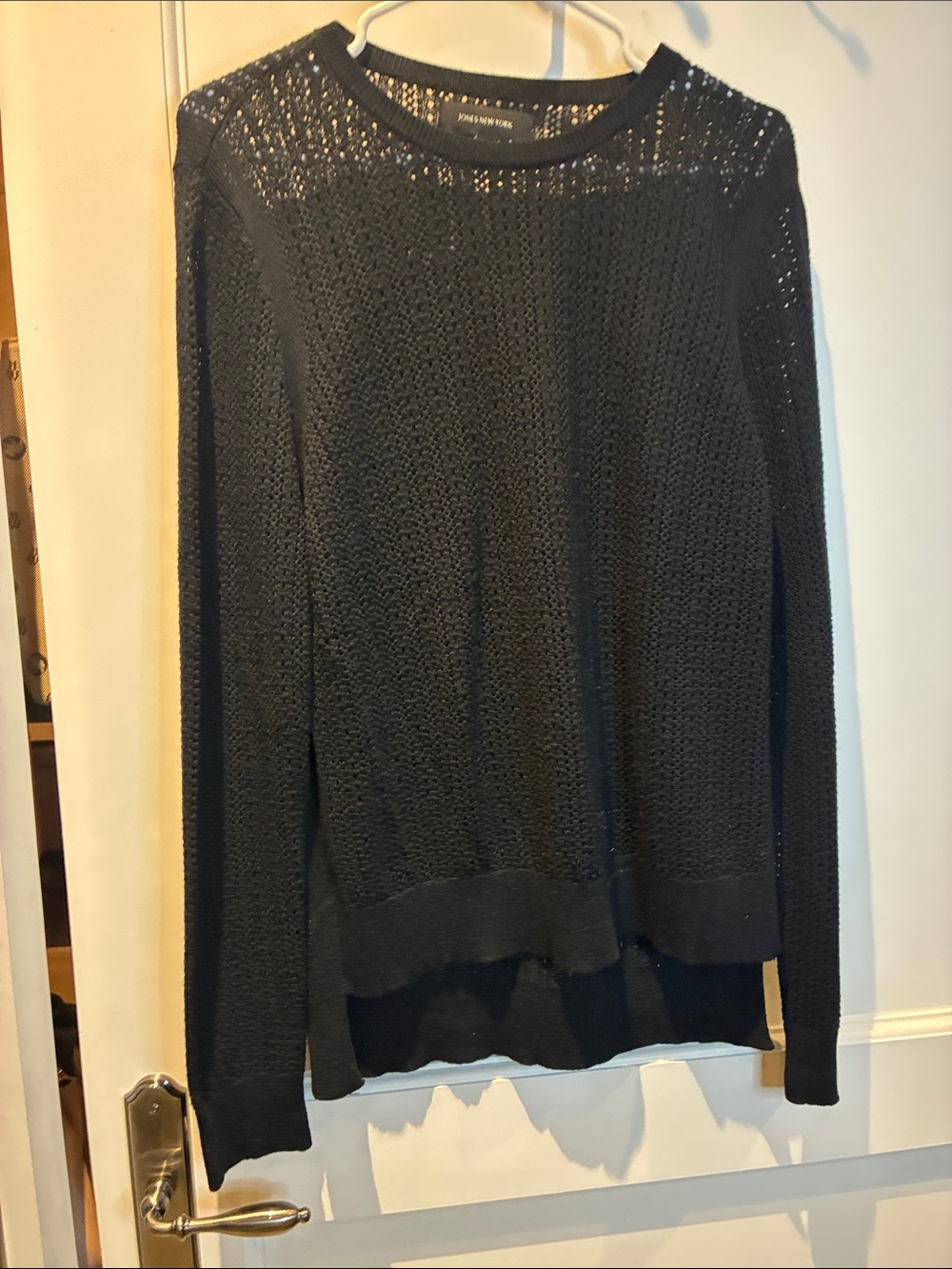 Jones New York Black Open Knit Crewneck Sweater ⭐️